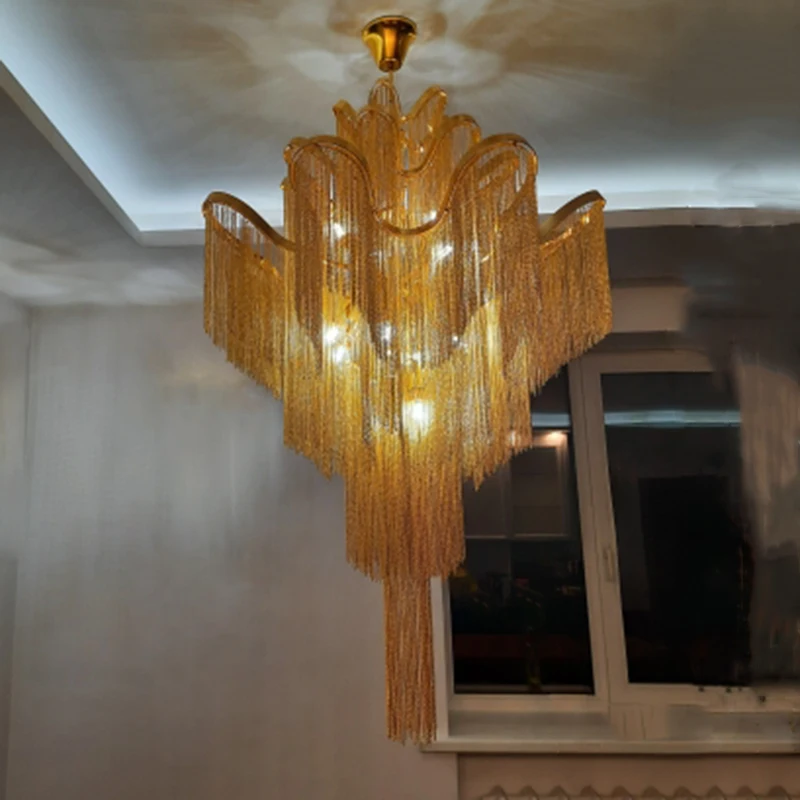 Modern Luxury LED Pendant Light with Tassels in Gold/Chrome Color Elegant Home Decor Chandelier Stylish Lighting Design