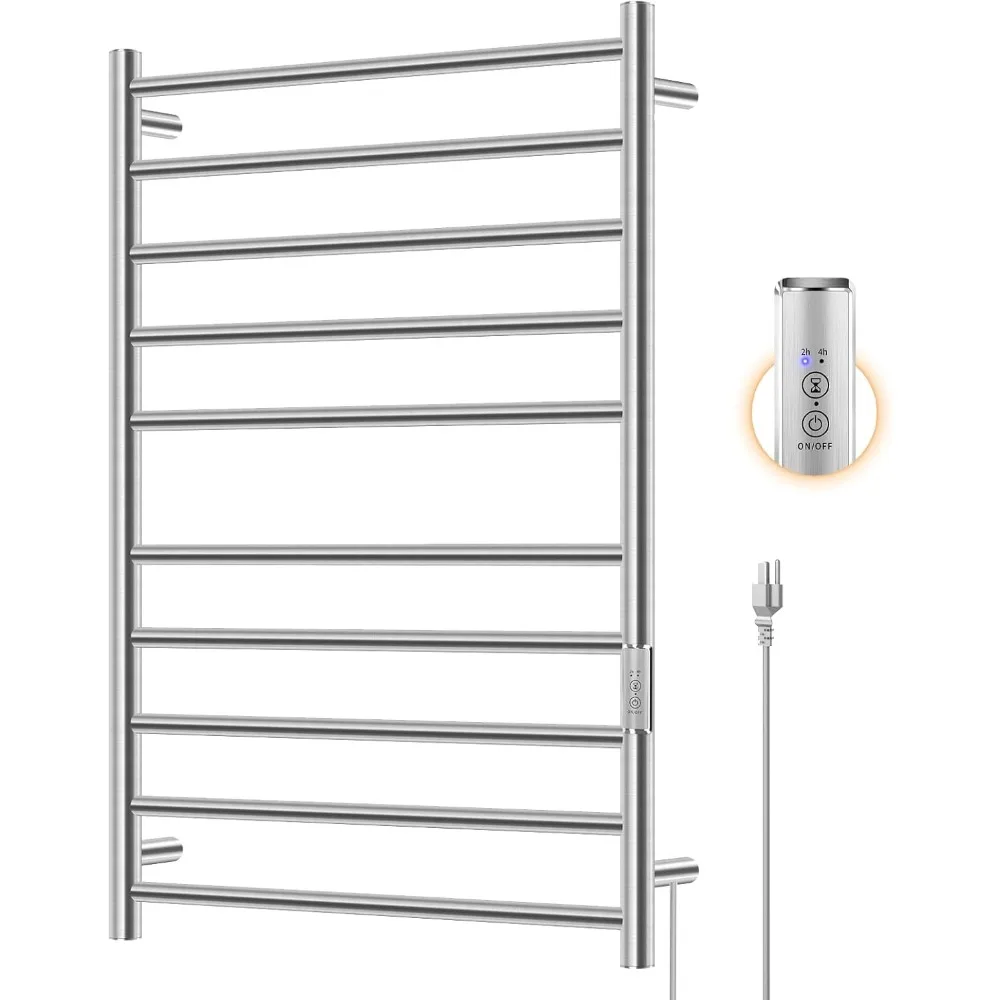 

Towel Warmers for Bathroom, Hot Towel Warmer, Heated Towel Rack Stainless Steel 10 Bar Large Rack with Built-in Timer, Plug-in,