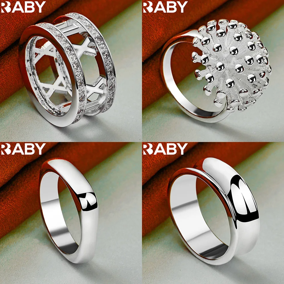 

URBABY 925 Sterling Silver Size 5-10 Geometric Ring For Women Men Fashion Jewelry Charm Grace Noble Wedding Accessories