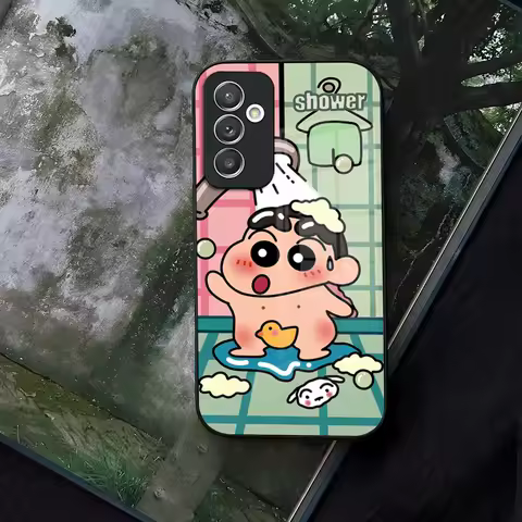 C-Crayons S-ShinchanS Phone Case Glass for Samsung Galaxy S24 S22 S20 S23 S21 Ultra Fe Plus A34 A54 A24 A52 A53 M54 Coque