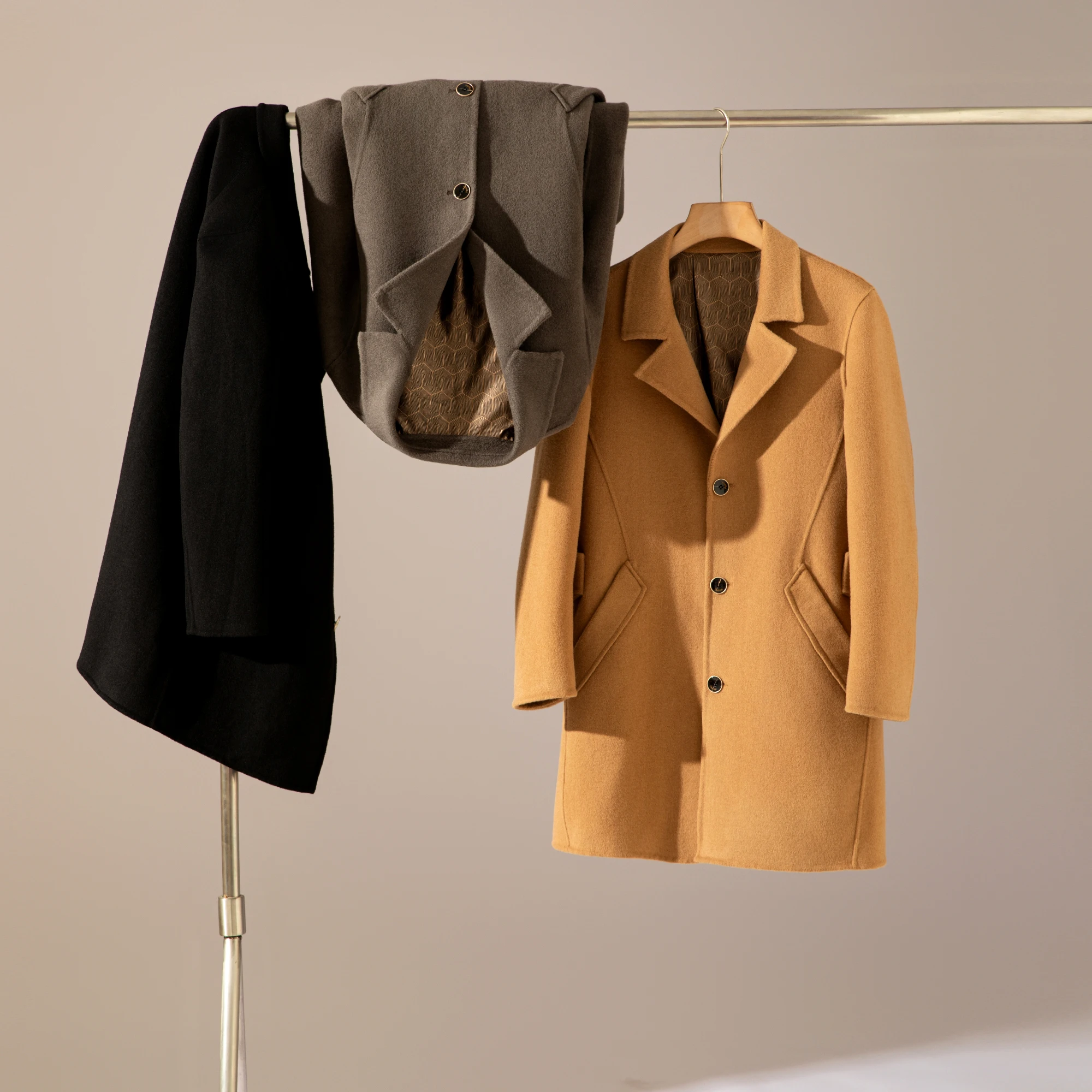 

70% Pure Wool Handmade Men's Autumn Winter Busin Casual Windproof Warm Medium Length Woolen Coat Faion Urban Korean Sle