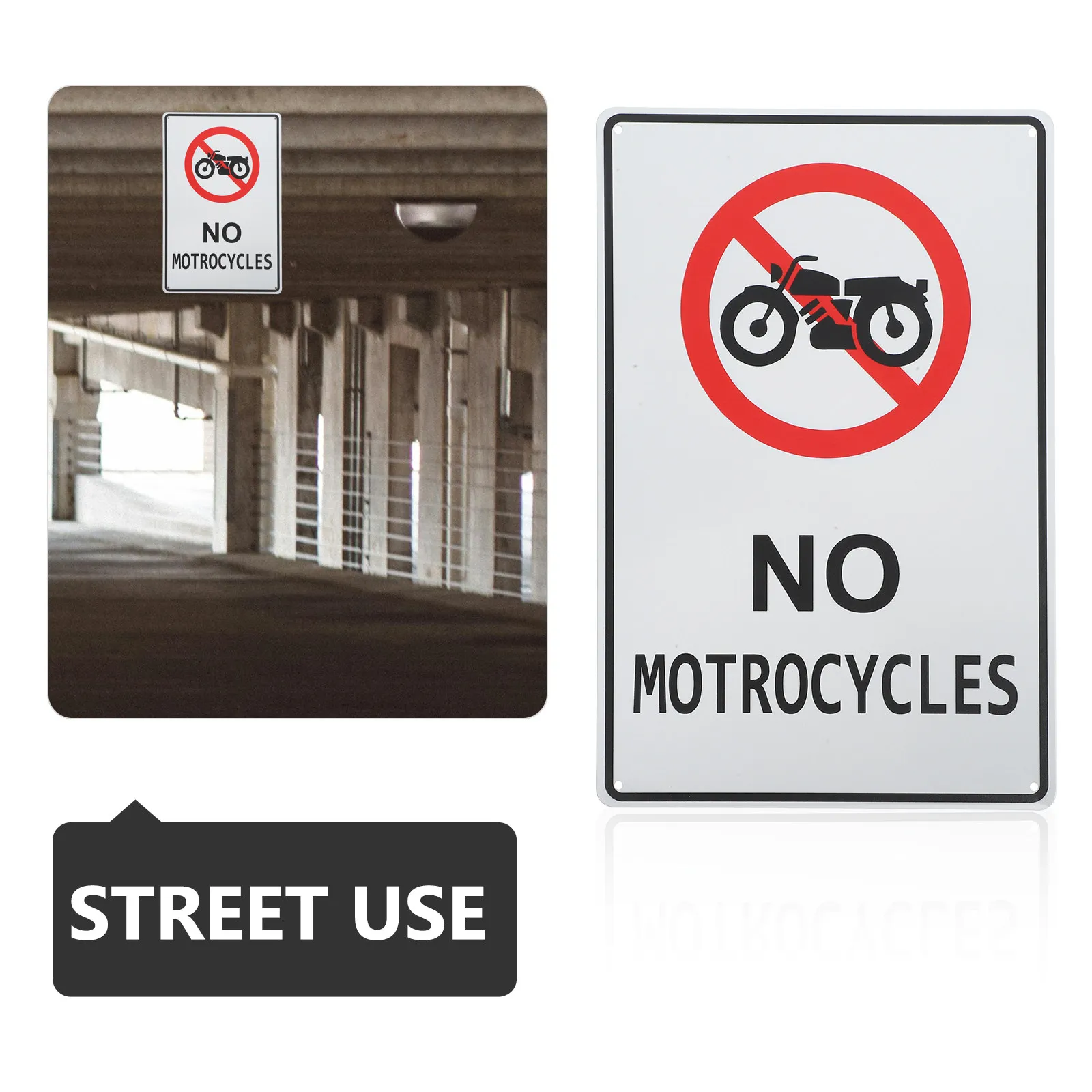 Street Safety Sign No Motorcycle Warning Road Sign High Visibility Reflective Surface Sturdy Construction for Municipal Roads