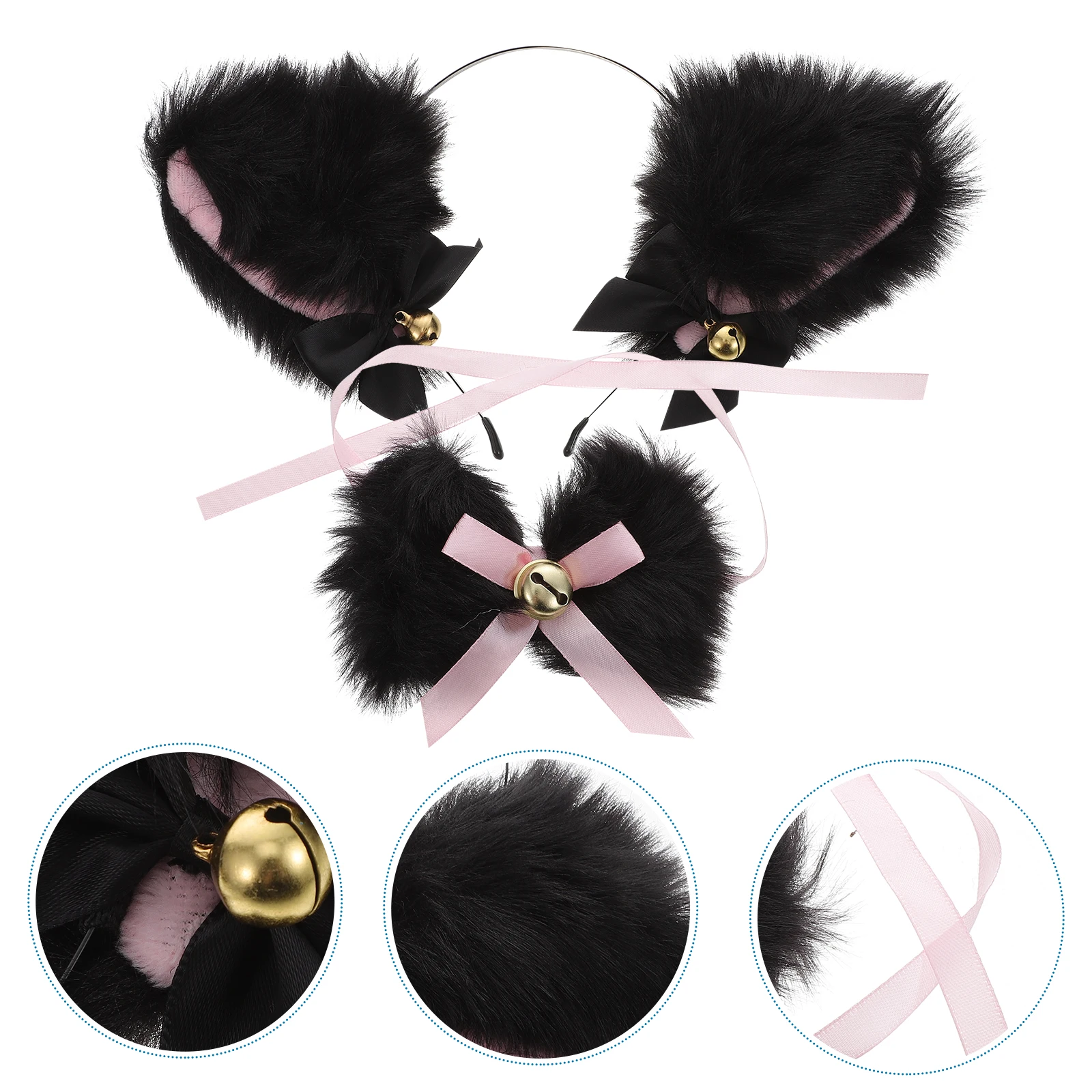 

Cat Ears Headb Bell Choker Set Girls Lolita Party Bow Tie Comfortable Cosplay Headdress Animal Ear Decorations Headwear