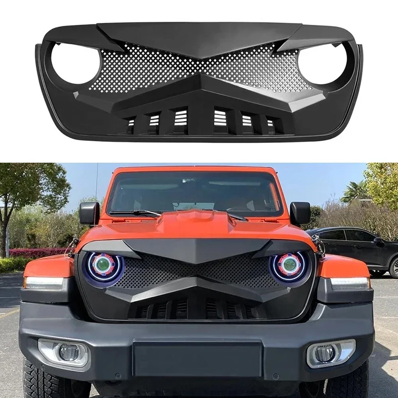 MODIFIED BUMPER MASK COVER FIT FOR WRANGLER JL& GLADIATOR 2018 2019 2020 2021 2022 FRONT RACING GRILLS