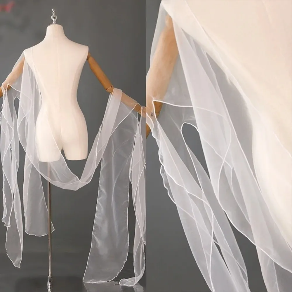 Classical Tulle Yarn Fairy Lace Shawl Organza Chinese Style Ancient Style Shawl Dance Top Water Sleeves Dance Costume