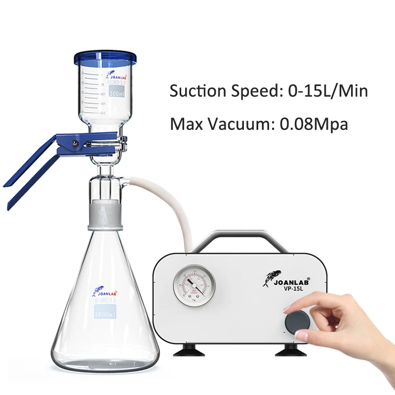 Lab Electric Glass Vacuum Filtration Membrane Buchner Funnel Flask Apparatus Refillable Bottle Kit and Automatic Pump MCE Filter