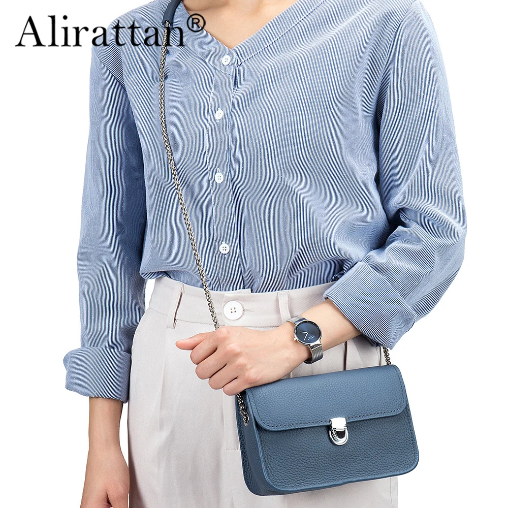 

Alirattan Small Square Bag Casual Diagonal Cross Women's Leather Shoulder Bag 2024 New Summer Horizontal Versatile Chain Bag