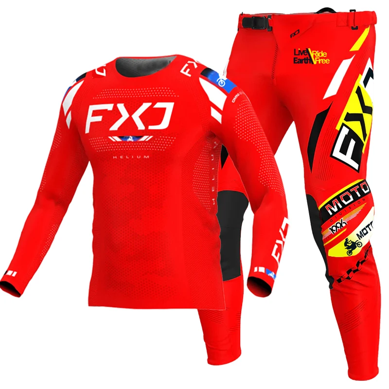 

NEW FXJ motocross jersey and pants mtb mx gear set combo off road Red motorcycle racing suit enduro equipment DH MTB Dirt Bike