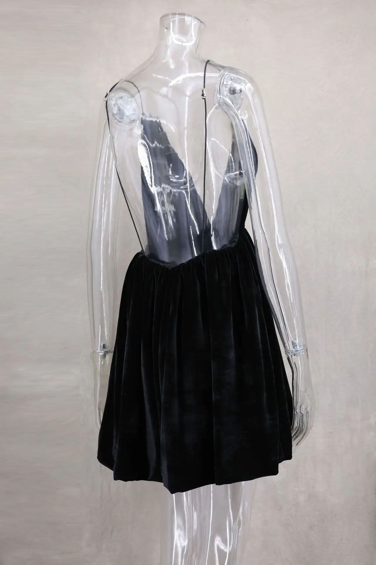 여성 섹시한 벨벳 캐미스 하이 웨이스트 a 라인 드레스 패션 v 넥 민소매 백리스 파티 드레스 레이디 페스티벌 파티 가운