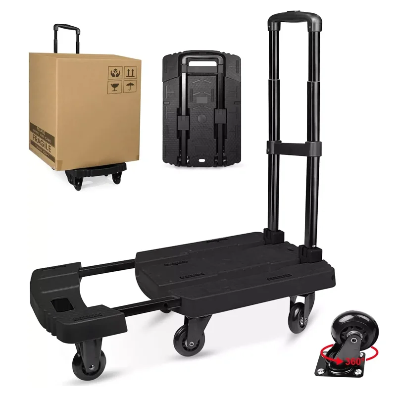 

SELORSS Folding Hand Truck, 530 LBS Heavy Duty Luggage Cart Foldable Dolly Cart for Moving, Utility Dolly Platform Cart 6 Wheels