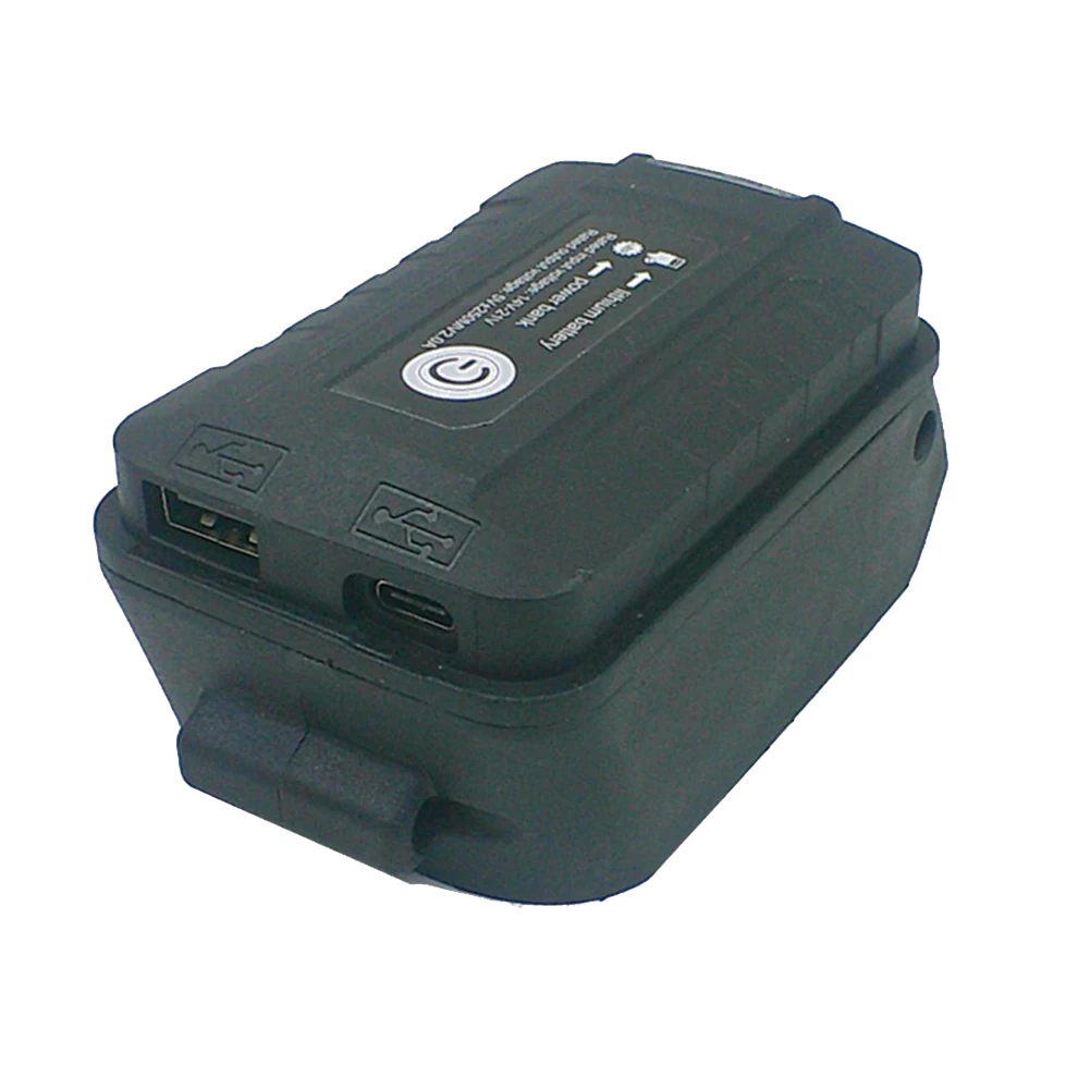 Black Type C Adapter Battery Adapter With Flashlight Feature Overcharge Protection Power Tool Accessory Overcharge Protection