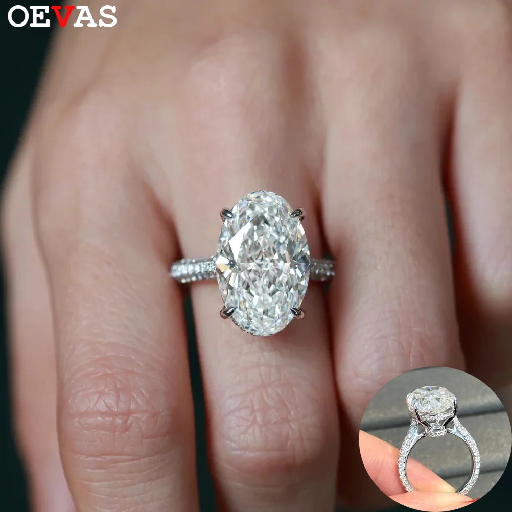 

Кольцо OEVAS 8CT овальной огранки с муассанитом для женщин, серебро S925, сверкающее лабораторное обручальное кольцо с бриллиантами, ювелирные изделия