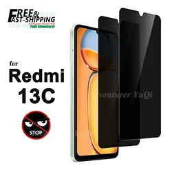 Anti Spy Screen Protector For Xiaomi Redmi 13C Privacy Tempered Glass 9H Anti Peep Scratch High Aluminum