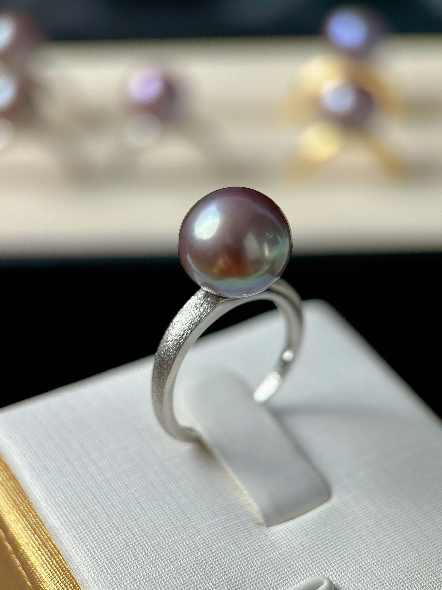 

Natural Pearl AAAA11-12mm South Sea Purple Pearl Ring Fashion Open Ring 925s