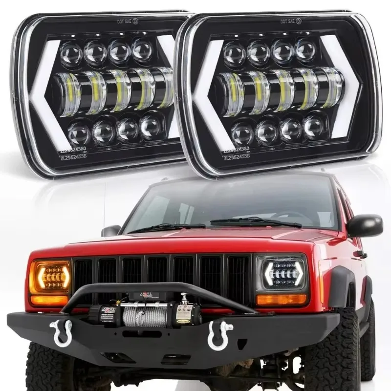 Poer H6054 5x7 7x6 faros LED haz alto/bajo señal de giro DRL para Jeep Cherokee XJ Wrangler YJ Kenworth T300 Ford Chevy Toyota N