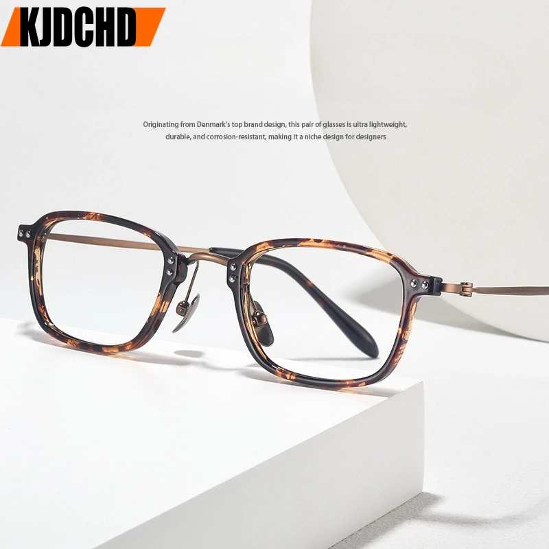 

Винтажная титановая оправа для очков унисекс, прозрачная квадратная оправа для коррекции зрения, оправа для очков от близорукости, люксовый бренд, стильные очки