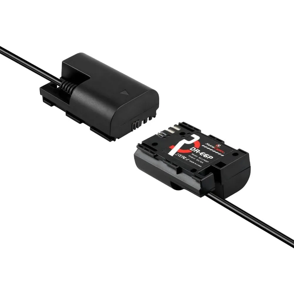Alvins LP-E6P Dummy Battery to Dtap Power Cable for Canon EOS R5 Mark ll| R5| R6 Mark ll| R6| R7| R Camera Coiled Cable