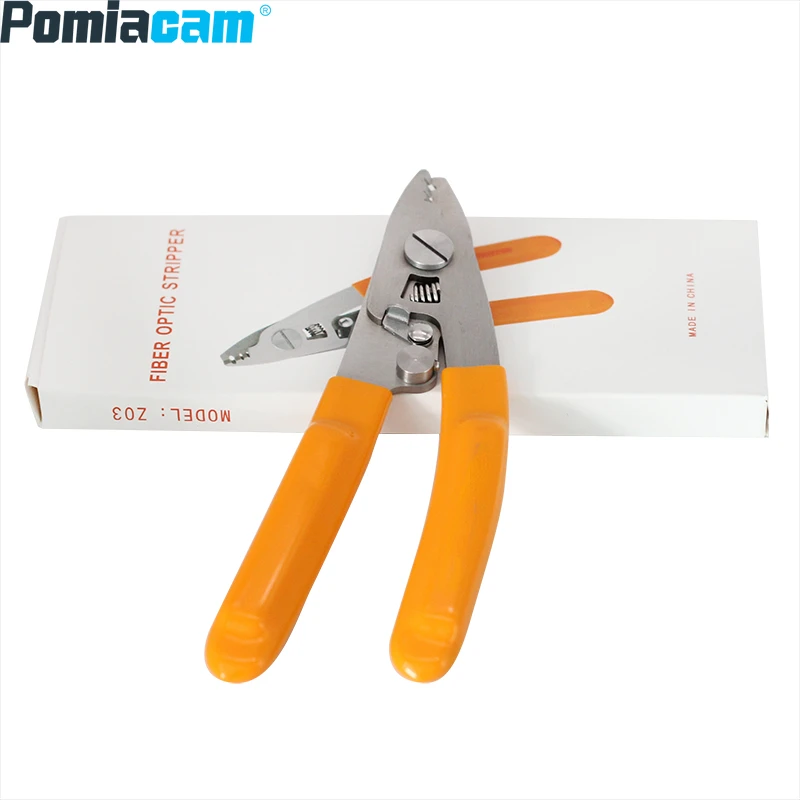 Yellow High Precision FTTH Cable Stripper Tool Three Hole Miller Optical Fiber Miller Stripper Stainless SteeI Ergonomic Design