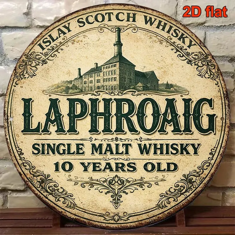 2D Flat, 1pc Laphroaig Single Malt Scotch Whisky Sign - Vintage Plaque Suitable for Pub Bars, Home Walls, Office Decor, Gift for