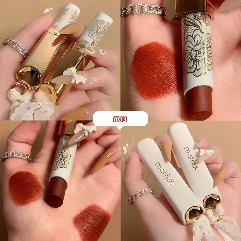 Lace Light Mist Matte Lipstick Reddish Brown Velvet Long-Lasting Not Easy To Fade Lipstick Waterproof Makeup Retro Lip Gloss