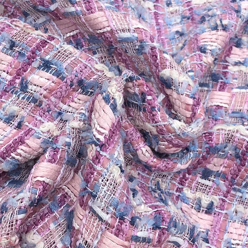 

Purple Stripe Yarn-Dyed Braided Tweed Fabric For Woman's Autumn and Winter Jacket Dress Suits Coat DIY Cloth Sewing Material