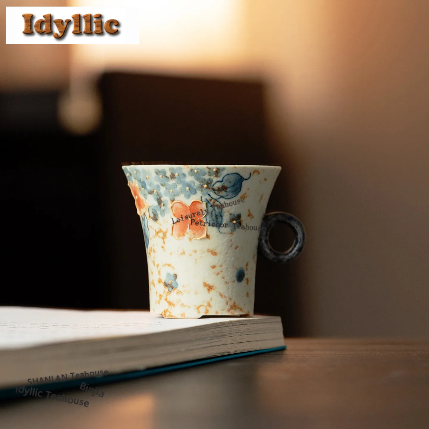 

Чайная чашка Jianzhan Master Cups с круглой ручкой, 40 мл, красная, с цветочным узором, роскошная чайная чаша для дегустации чая и медитации, украшение для чайной церемонии