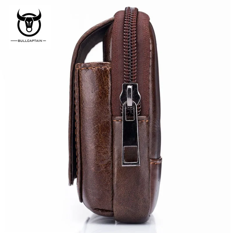 BULL CAPTAIN  Genuine Leather  famous brand Men Cell Mobile Phone Case Cover Purse Cigarette Money Hip Belt Waist Bag wallet Gif