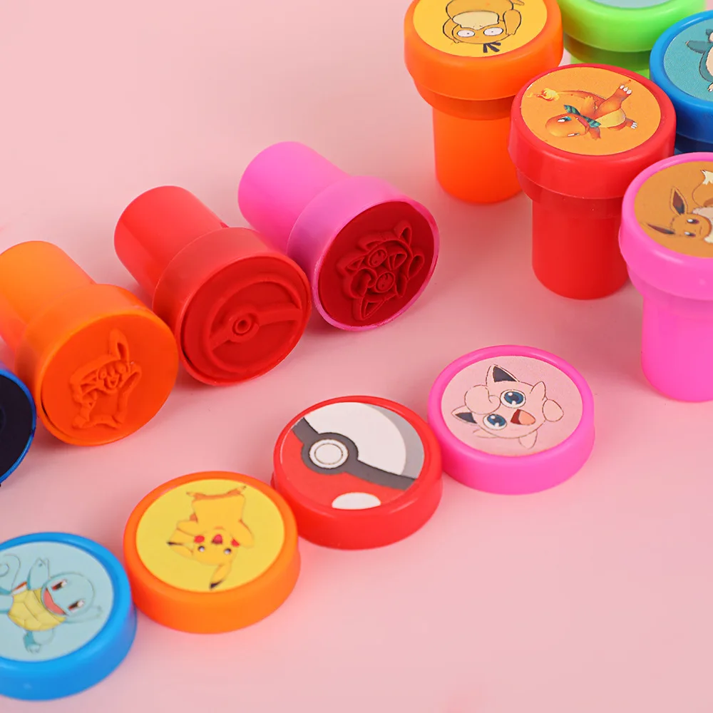 12/24/36 قطعة بوكيمون حفلة عيد ميلاد تفضل ختم Stamps للأطفال هدايا عيد ميلاد الرسومات الكرتون عيد الميلاد تخزين الحشو #4