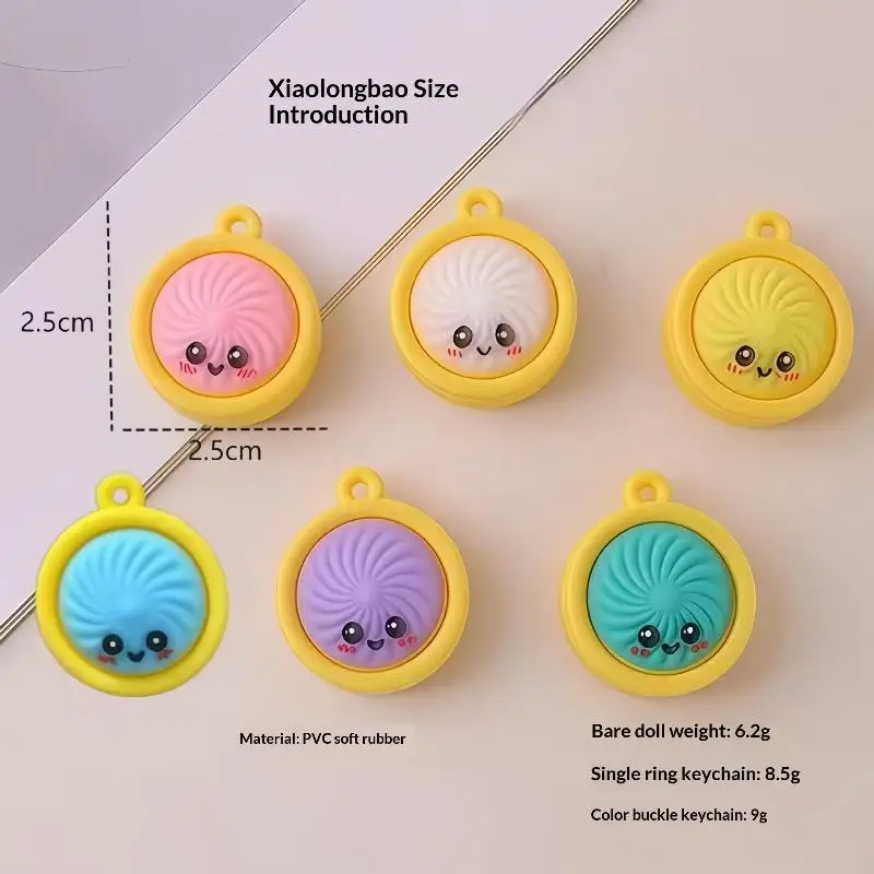 6Pcs Dumpling Keychains Cute Baozi W/Steamer Random Color For GiftBags PartyFavors Wedding Favors For Guests