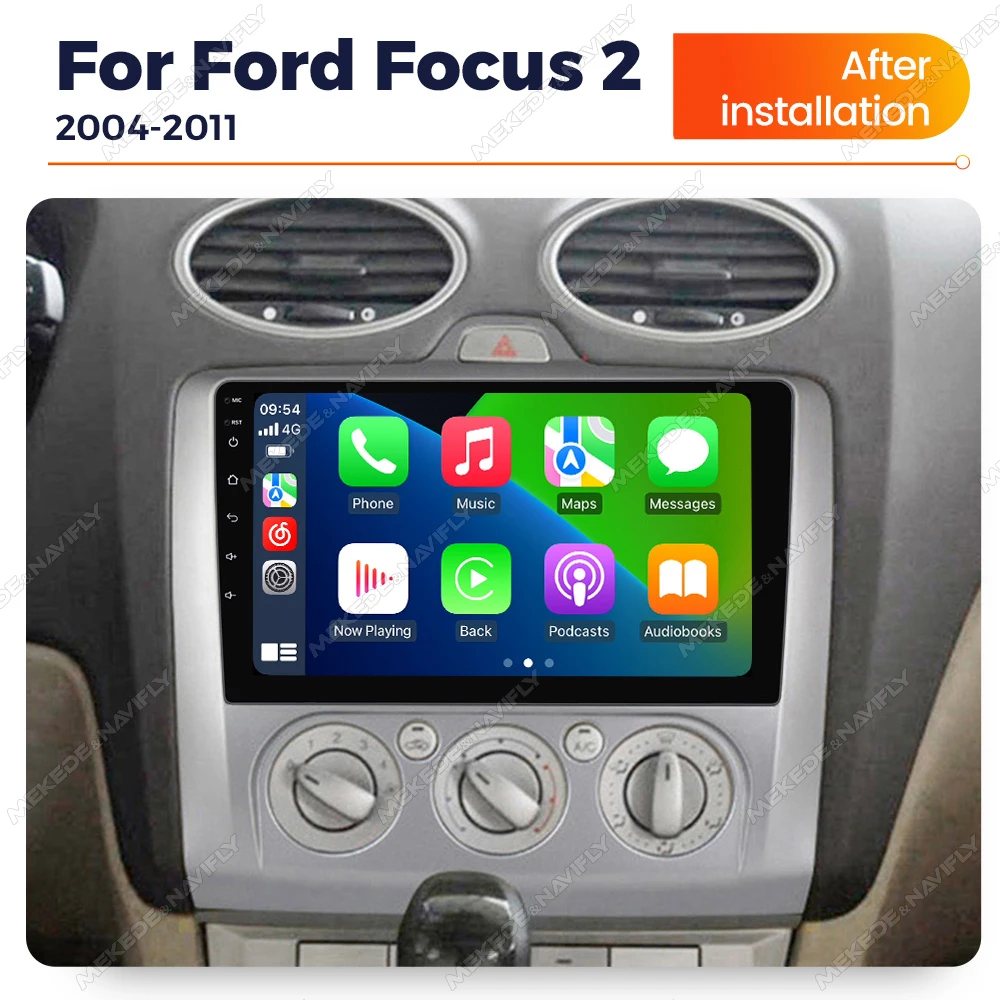 Android 2Din Autoradio für Ford Focus 2 3 Mk2 Mk3 2004 2005-2011 Drahtloser Carplay-Bildschirm Multimedia-Player Navigation GPS Stereo