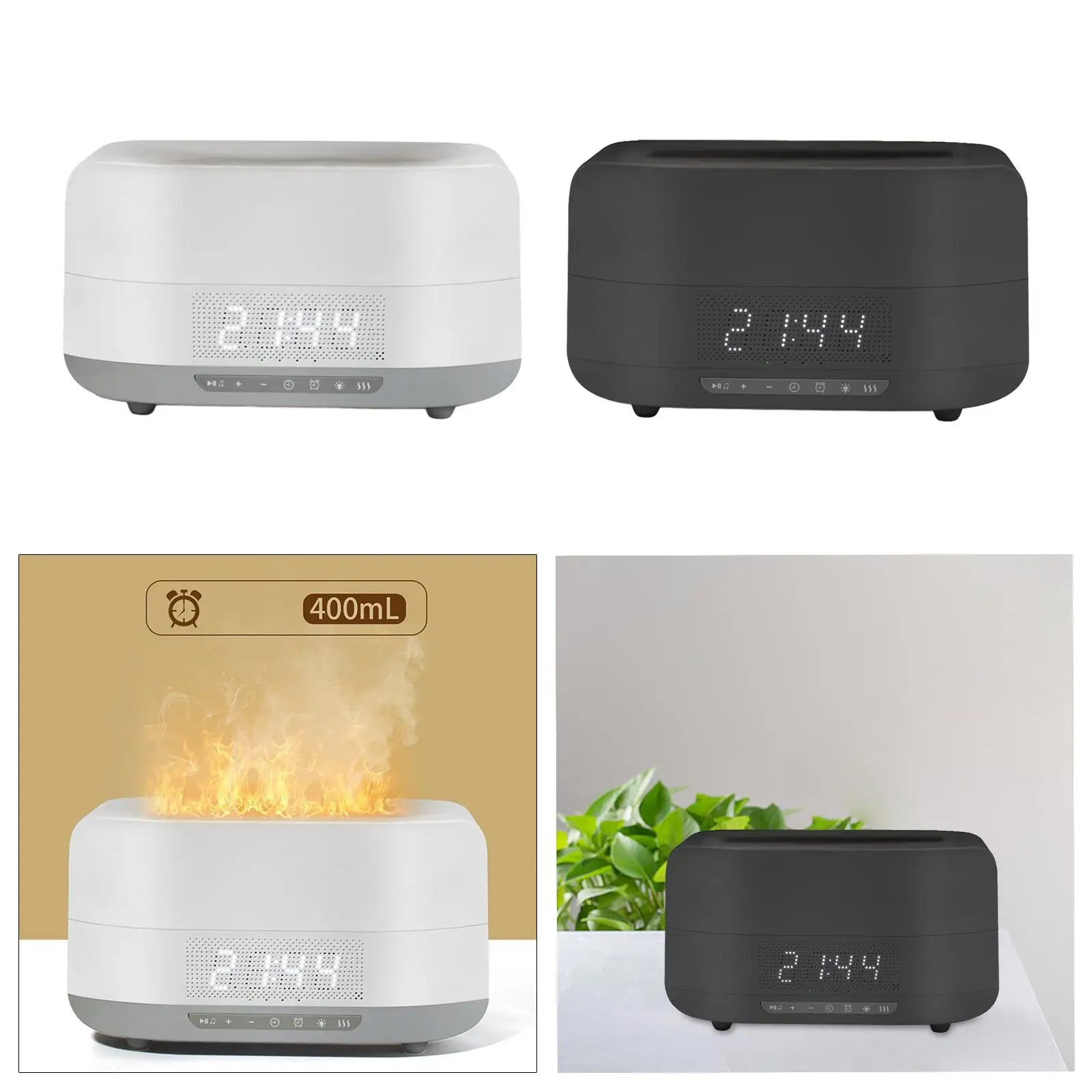 

Диффузор воздуха с пламенем для эфирных масел, аромадиффузор с автоматическим отключением, 400 мл, ночник, бесшумный туман, настольный увлажнитель воздуха 12 Вт