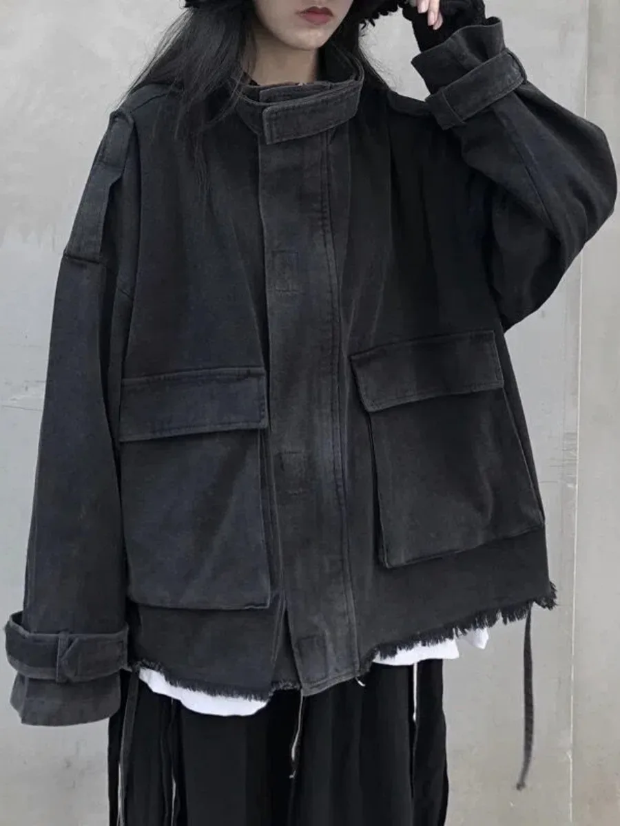 

Женская джинсовая куртка с кисточками, модная свободная джинсовая куртка с большим карманом, осенняя женская универсальная уличная одежда, новая верхняя одежда