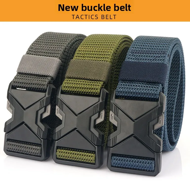 Herren-Taktikgürtel aus Nylon-Canvas, leicht, vielseitig einsetzbar, militärischer Herren-Gürtel, verstellbar, mit Schnellverschluss, Sportgürtel, 125 cm. – Detail 1