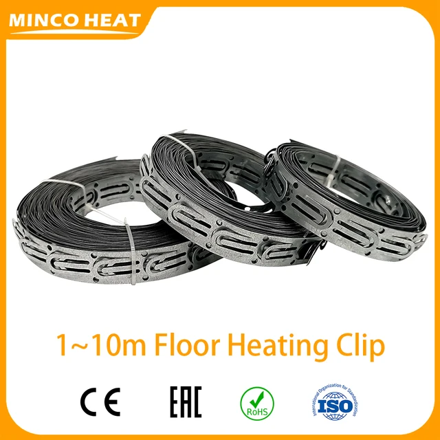 Minco Heat 1 ~ 10 metrów Zacisk do ogrzewania podłogowego ze stali ocynkowanej do mocowania kabli grzewczych na podłodze, dachu, rynnie itp.