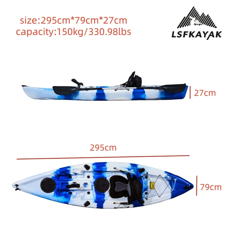2025 Factory New Hot Selling Muse 2.9meter  Basic Fishing  and Entertainment Water Play Kayak for One Person Use Plastic Boat