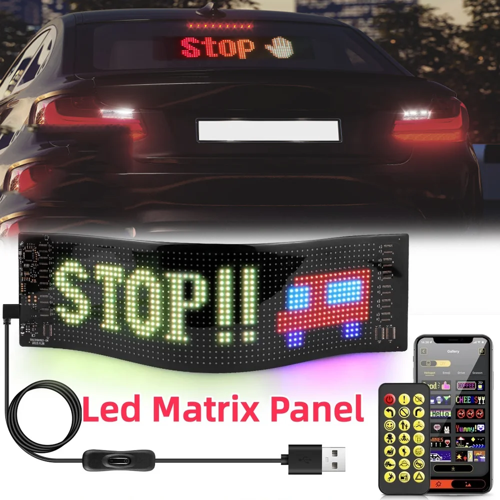 

Car Devil Eyes Light LED Display Stop signt Light Devil's Eye Bright Bluetooth App Control Logo Light DIY LED Matrix Pixel