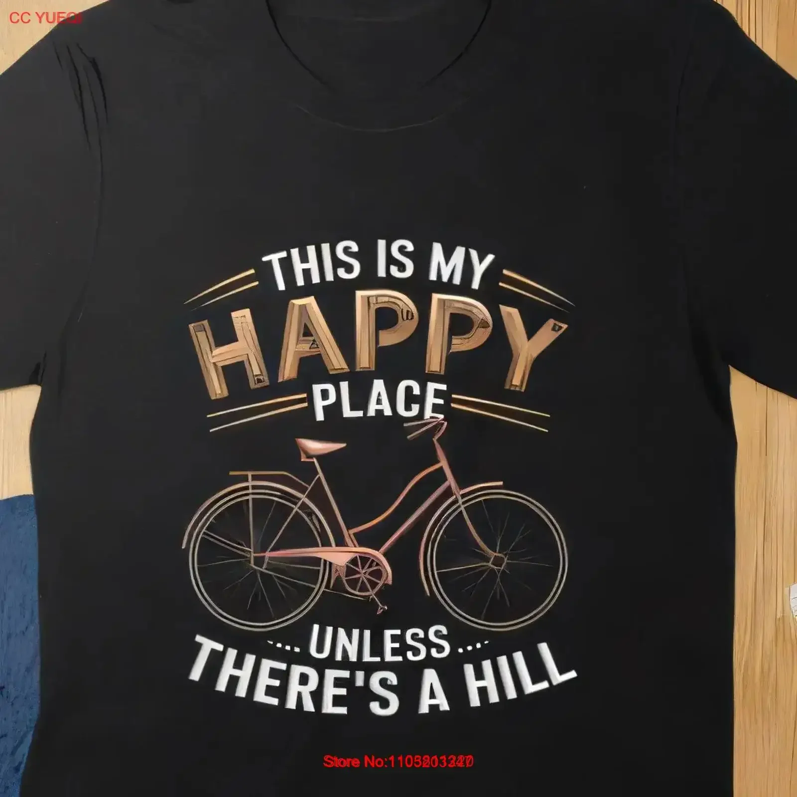 Camiseta de ciclismo esto es mi lugar feliz a menos que hay una colina, bicicleta divertida y relajada para mujer, gráfico transpirable vintage lavado para hombre