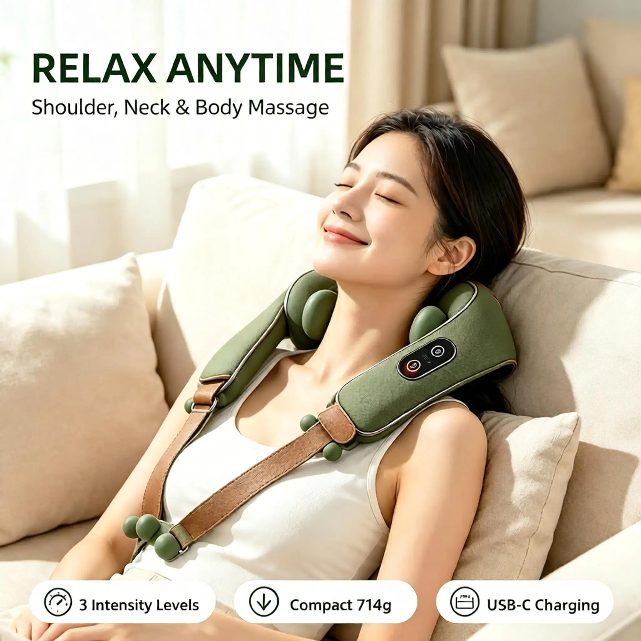 Bionic Finger Neck and Shoulder Massager Brushless Motor Kneading Shawl for Trapezius Relax Cervical Pain Relief Masajeador