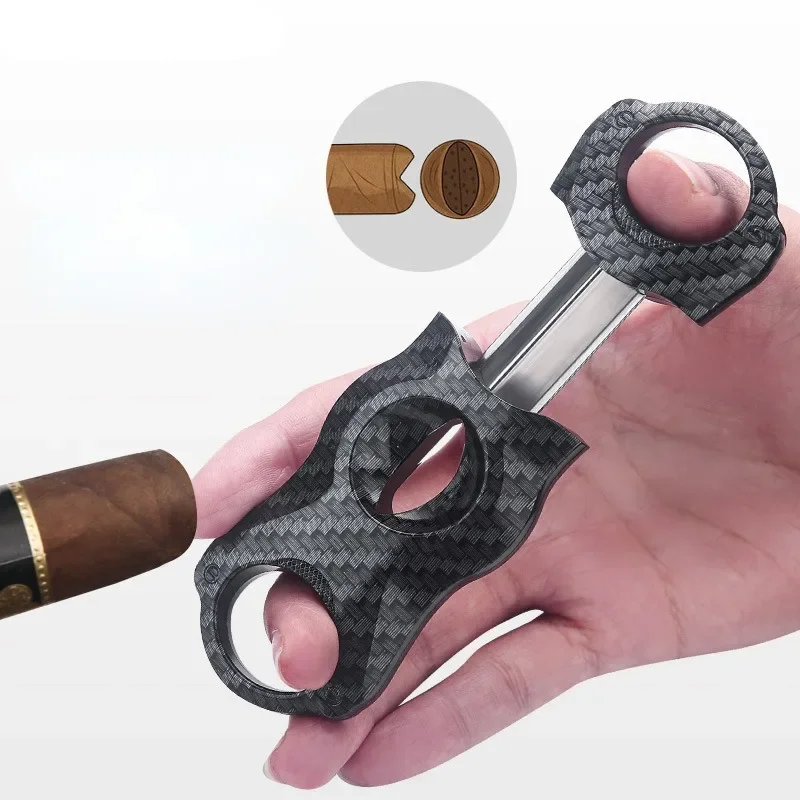 Carbon Fiber V Cigar Cutter Classic Cigar Scissors Guillotine Pocket Luxury Smoking Cigar Accessories Free Shipping