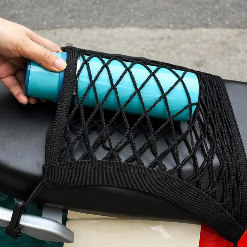 Motorcycle Mesh Cargo Net Double Layer Luggage Strap Rack Multifunctional Cargo Hat Net High-Elastic Bungee Expansion Organizer