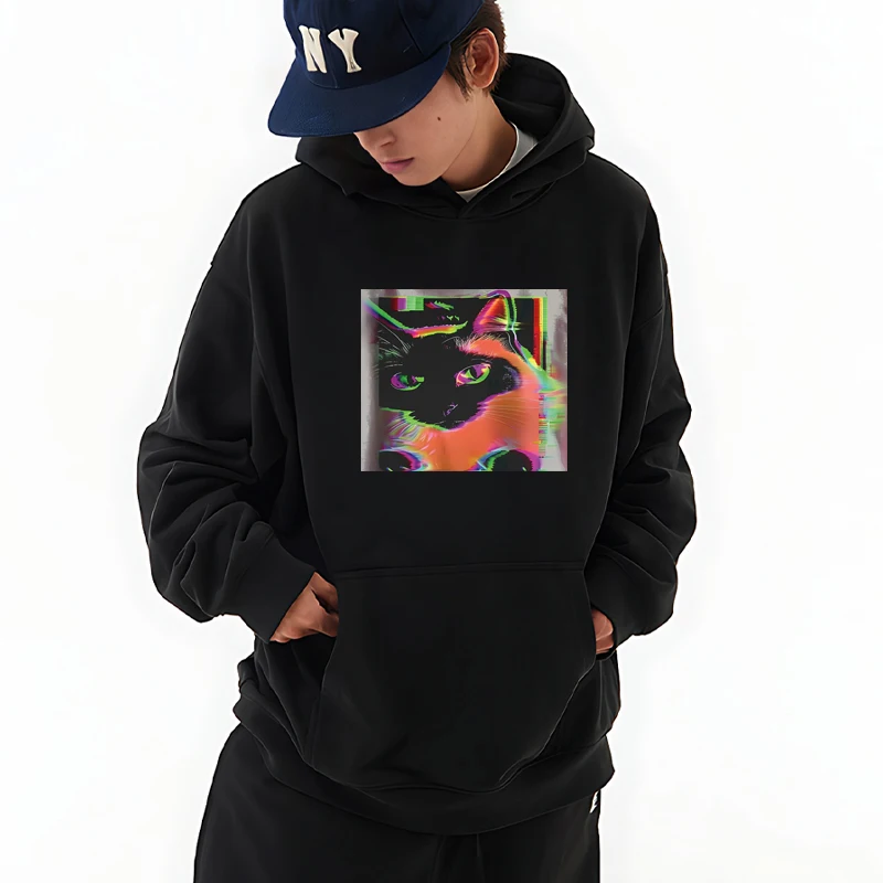 

Trippy Cat Aesthetic Grunge Graphics Hoodie Men women Harajuku Punk streetwear Sweatshirt Unisex Long sleeve Fleece Pullover