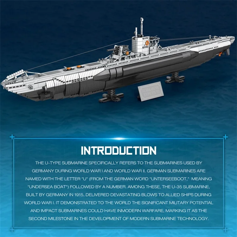3987PCS U Förmigen U-boot Bausteine Unterwasser Boot Modell Bricks Set Mit Basis Halterung Desktop Decoraiton Kinder Spielzeug Geschenke