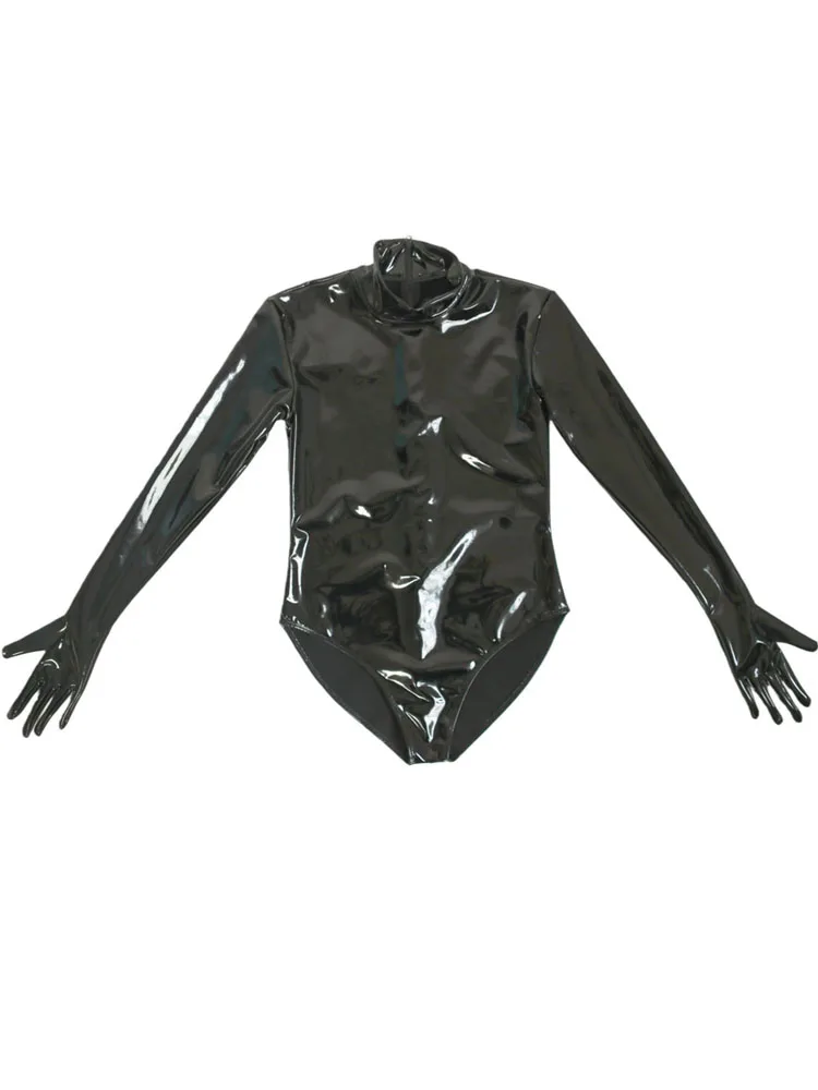 S-5XL Unisex Fingers Catsuit Wet Look PVC Bodysuit Shiny PU Leather Leotard Tights Hot Sexy Cosplay Body Teddies Swimsuit Shirts