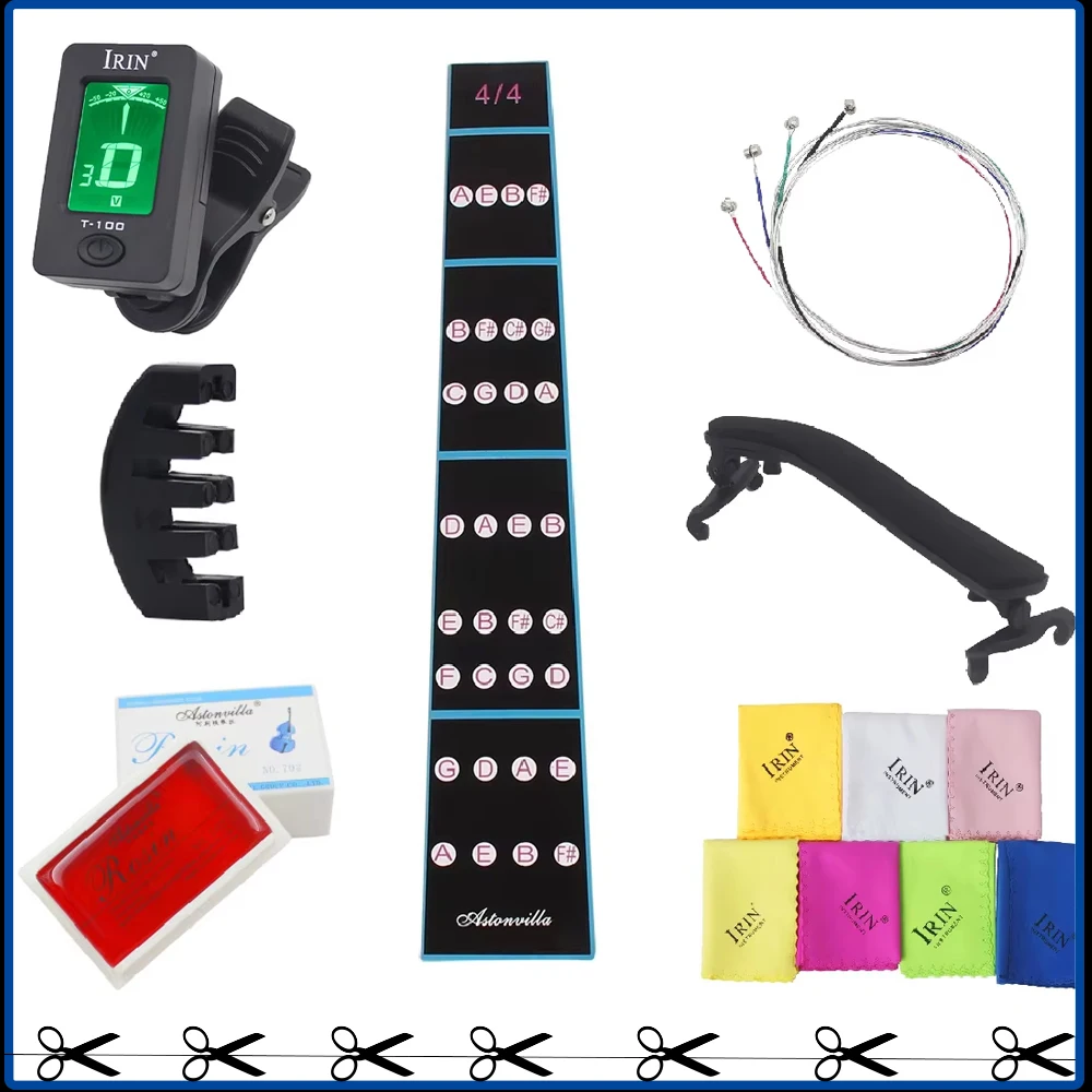 7-in-1 Violin Care Kit Precision Tuner+Reduction Weakener+Carbon Fiber Shoulder Supported String&Rosin Violin Accessories