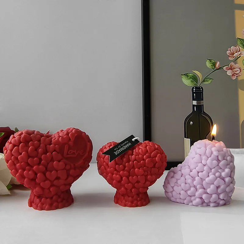 Valentine\'s Day Love Rose Silicone Candle Mold 3D Love Flower Chocolate Cake Fudge Making DIY Soap Gypsum Resin Crafts Molds