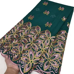 Nigeria Lace Fabric 2025 High Quality African Cotton Lace Embroidered Swiss Voile Lace Fabric for Sewing Wedding Dresses 5Yards
