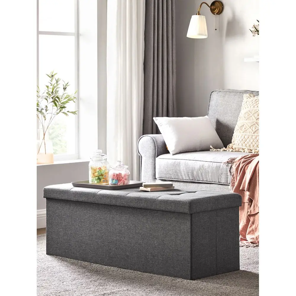 

43 Inches Folding Storage Ottoman Bench Ottoman With Storage FootStool For Bedroom Living Room Holds To 660 Lb