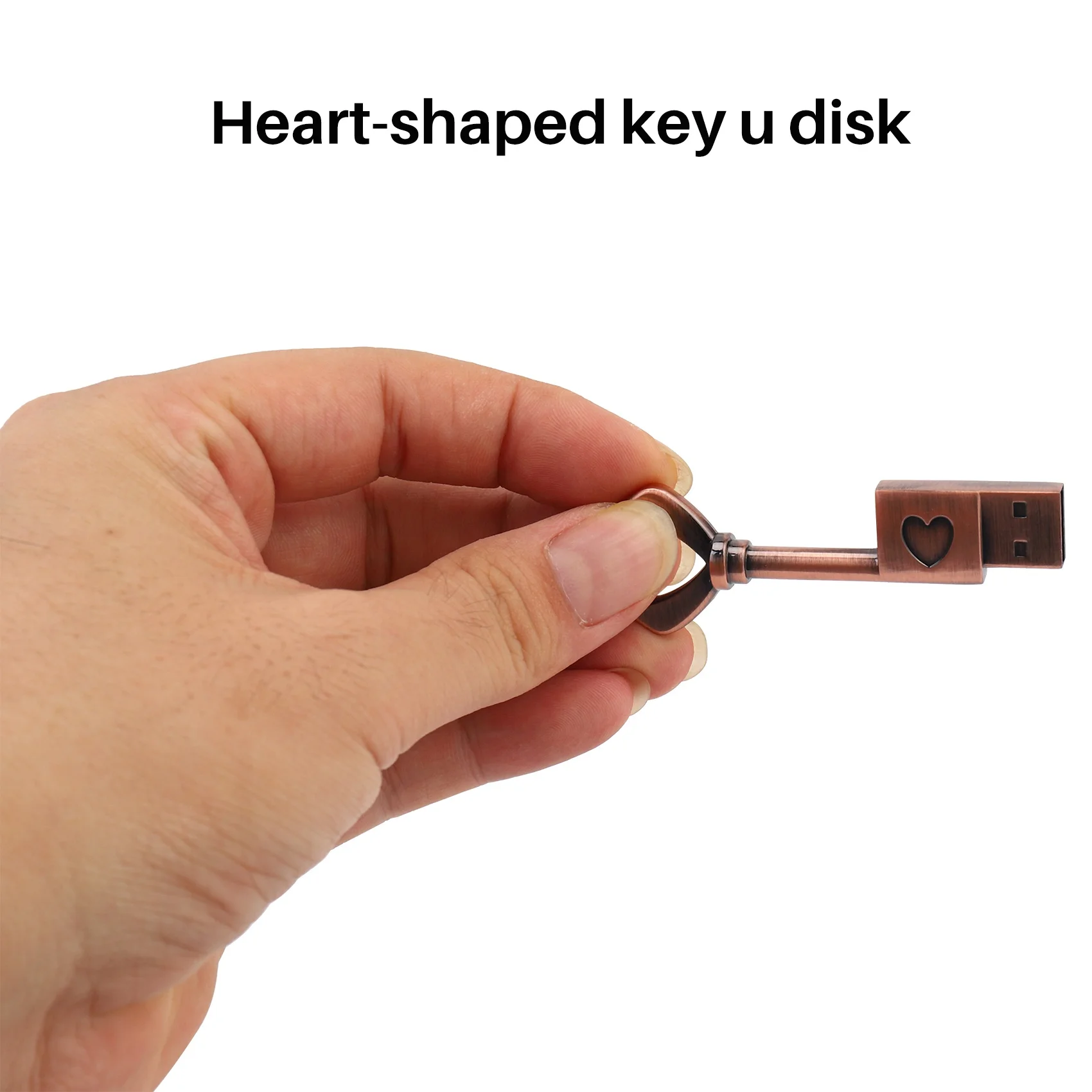 USB 2.0 금속 USB 펜 드라이브, 순수 구리 하트, USB 플래시 드라이브 키, 구리, 8GB