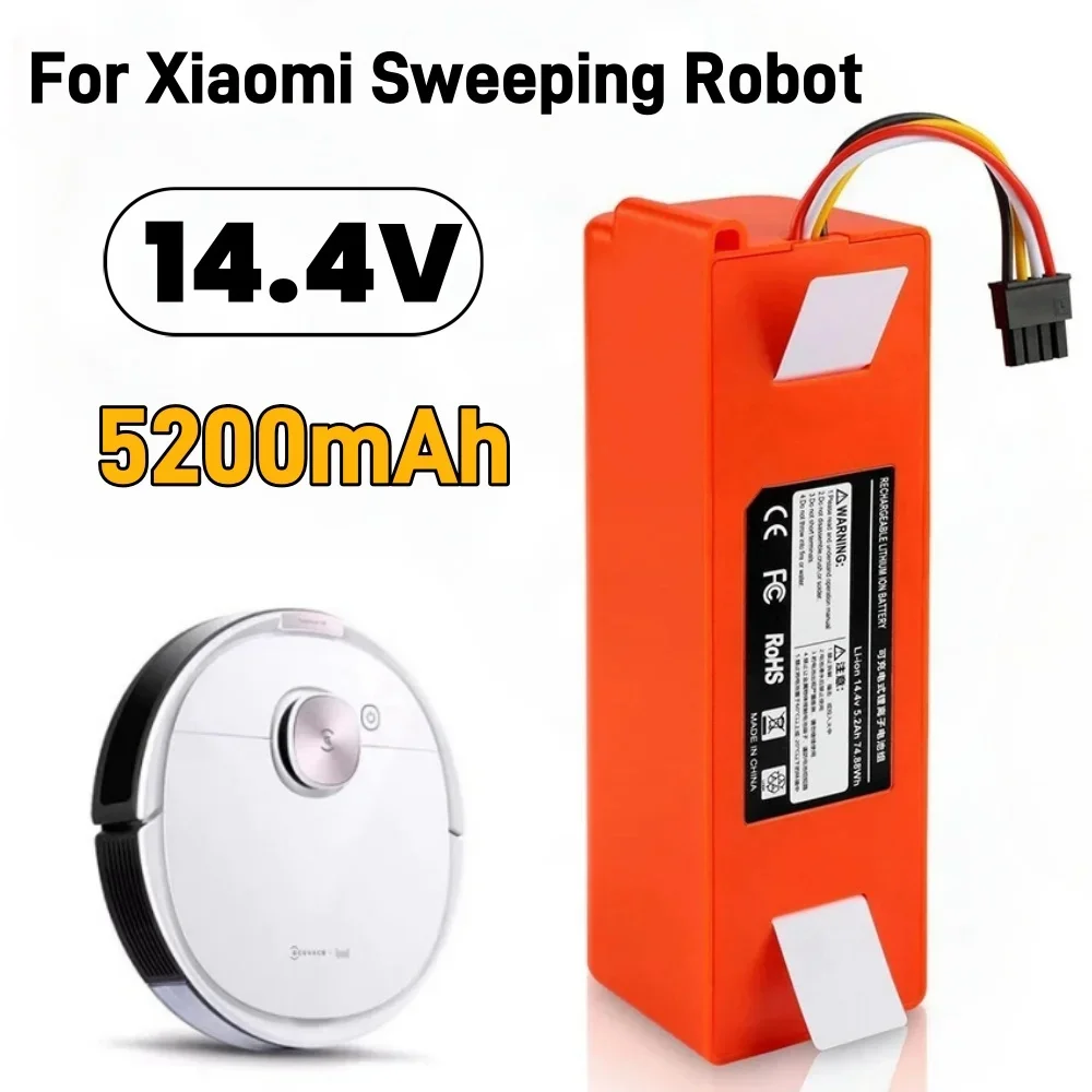 New 14.4V 5200mAh Li-ion Battery Replacement for XIAOMI ROBOROCK Vacuum Cleaner S50 S55 S60 S65 S5MAX S6 S7 Q5 Q7 MAX S7 MAXV