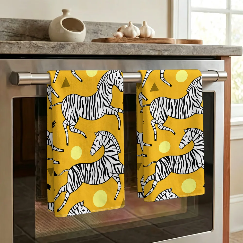 1pc/2pcs Zebra Print Kitchen Towel-Super absorbent, reusable polyester dishcloths perfect for home decor, cooking, baking and gi